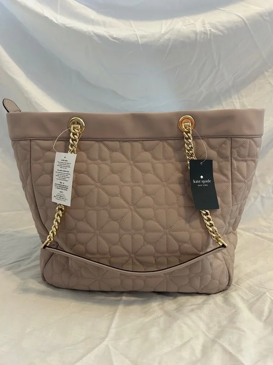 kate spade Quilted Leather Tote in Blush with Gold Chain Straps - Picture 3 of 9